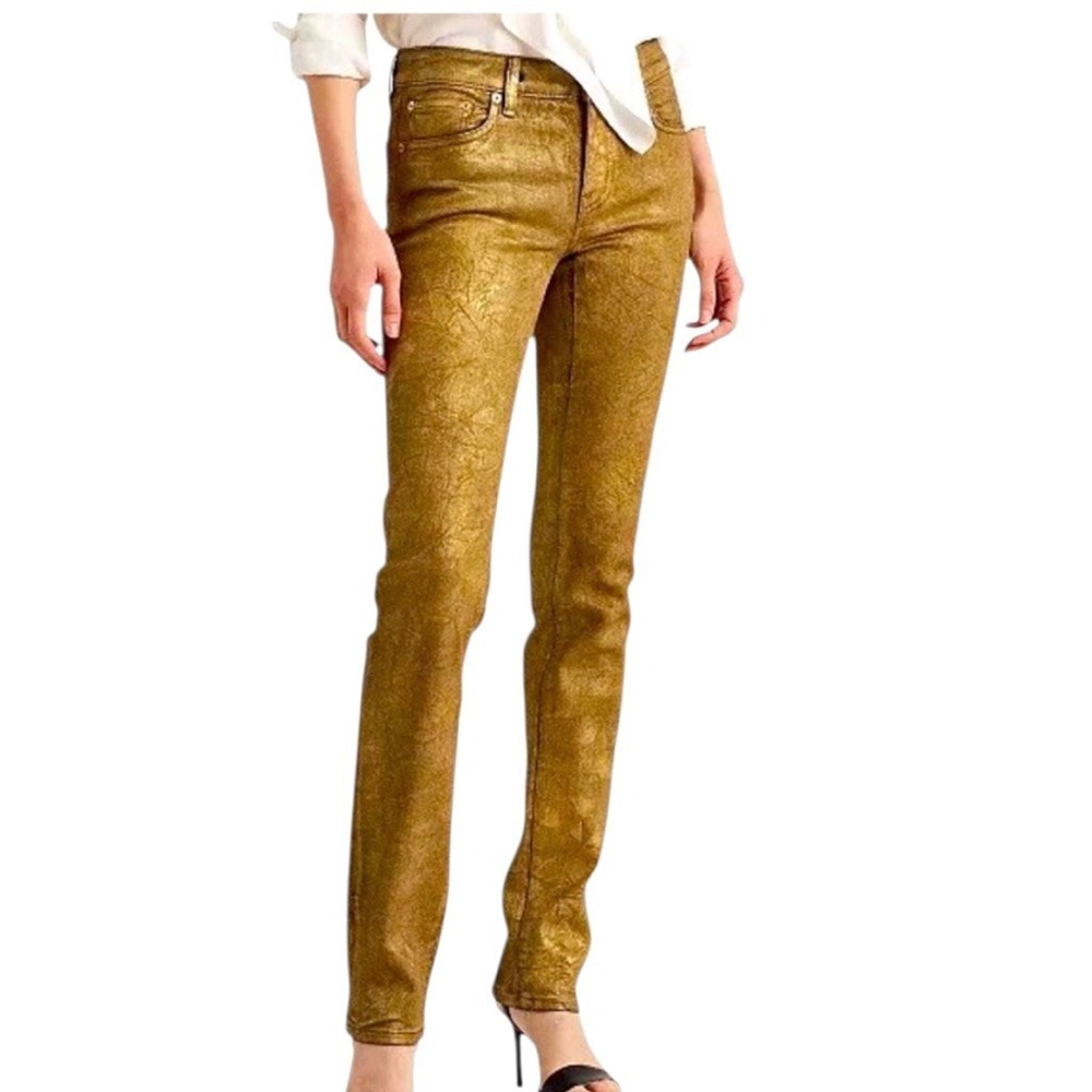 Lauren Ralph Lauren Straight Leg Jeans Size 6 Gold Brown Metallic
